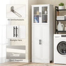 Mobile Bagno Alto 60x30x170 cm Ante Superiori in Vetro in MDF Bianco  