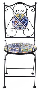 Set da Giardino Tavolo e 4 Sedie in Metallo con Mosaico Trapani Nero