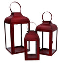 Set 3 Lanterne in Metallo rosso quadro