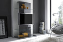 Mobile TV a Torre 2 Mensole in Vetro 104x50x169cm TFT  Primo Grigio Lucido
