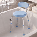 Sedia per Doccia Girevole 38,5x37,5x63-75 cm ad Altezza Regolabile con Schienale Capacità 150 kg in Lega di Alluminio Celeste      