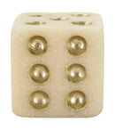 Decorazione Dado Quarzy 8x8x8 cm in Resina Bianco e Oro      