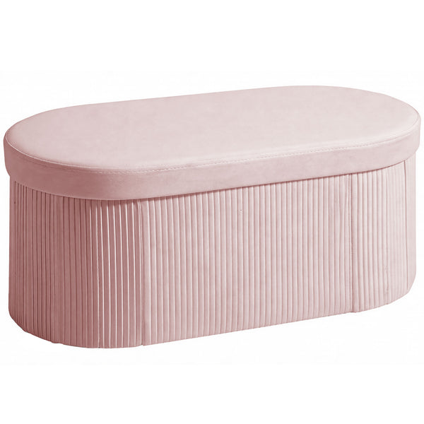 Pouf Contenitore Pieghevole 76x38x35 cm con Vano da 72L e Rivestimento in Velluto Rosa acquista