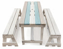 Set Birreria da Giardino Tavolo e 2 Panche in Legno Soriani Bianco