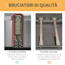 Barbecue a Gas GPL 2 Fuochi 2,8kW in Acciaio con Ruote e Mensole Nero