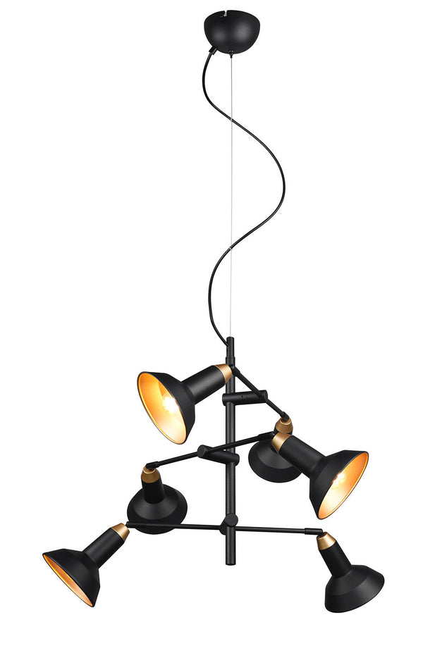 acquista Lampada a Sospensione da Interno Attacco E14 in Metallo Nero Opaco