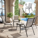 Set 4 Sedie da Giardino 54x71x93 cm Impilabili con Braccioli Curvi in Acciaio e Tessuto Traspirante Grigio      