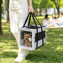 Trasportino Morbido per Cani Mini e Gatti Pieghevole 49,5x34x35,5 cm con Base Rigida e Finestre a Rete in Tessuto 300D e Acciaio Zincato Grigio      