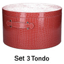 Set 3 Scatole in Similpelle rosso tondo