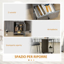 Tavolo Pieghevole a Ribalta 120x60x76.5 cm con 2 Cassetti e Armadietto in Legno Effetto Cemento Grigio      