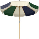 Ombrellone da Giardino Tettuccio a Blocchi di Colore con 8 Stecche UV 30+ con Telaio Effetto Legno Blu Verde e Crema      