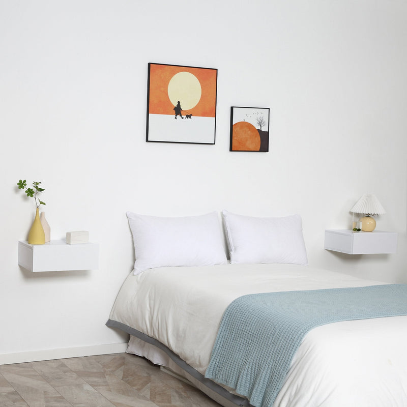 Yaheetech Set 2 Coodini da Caera da Letto Bianchi oderni con 2 Yaheetech Set 2 Coodini da Caera da Letto Bianchi oderni con 2