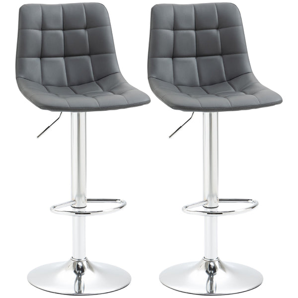 Set 2 Sgabelli con Schienale 42x45x89-110 cm in Similpelle Grigio acquista