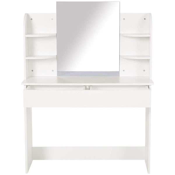 Consolle Trucco con Specchio 108x40x142 cm in Legno Bianca sconto