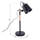 Lampada da Tavolo con Angolo Regolabile in Metallo e Legno Nero 30x18x62 cm 