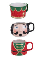 Set 3 Tazze Natalizie Schiaccianoci 15,5 cm in Ceramica