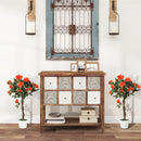 Set 2 Piante Artificiali Camelie con 21 Fiori per Interni con Vaso in PE Arancione  