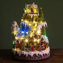 Villaggio con Albero di Natale Musica e Movimento 43 cm in Resina