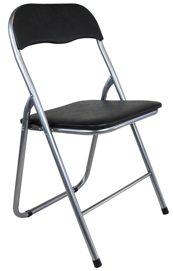 Set 6 Sedie Pieghevole 45x45x45/80 cm in Acciaio e PVC Imbottito Nera