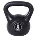 Kettlebell Fitness 8 Kg in PVC con Sabbia e Maniglia Nero