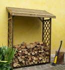 Legnaia con Griglia da Giardino 133x67x175 cm in Legno Naturale