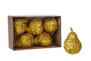 Set 12 Pere Artificiali con Glitter Ø 8 cm in Plastica