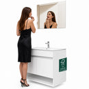Mobile Bagno Sospeso 81x46x64 cm con Lavabo Specchio e 2 Ante in Truciolato e MDF Bianco      