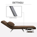 Poltrona Letto Singolo 65x69x80 cm Schienale Reclinabile su 5 Posizioni Marrone   