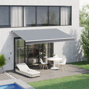 Tenda da Sole Avvolgibile a Parete 395x245 cm in Metallo e Poliestere Grigio