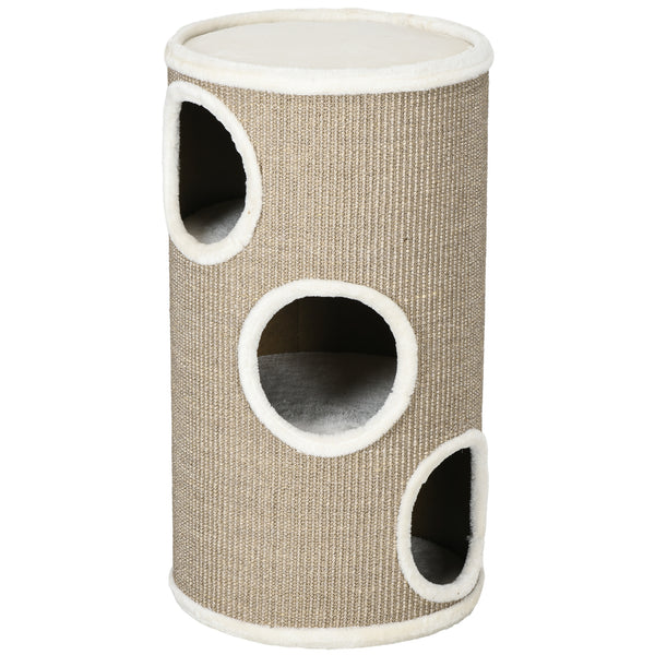 prezzo Cuccia per Gatti a 3 Livelli Ø38x70cm con Tiragraffi in Sisal e Peluche Marrone