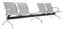 Panca per Sala Attesa 4 Posti da Ufficio con Tavolino in Acciaio Argento