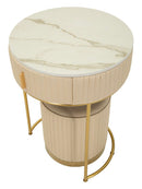 Comodino Toeletta con Puff Pok Ø52x70 cm in Pino e MDF e Spugna e PU e Metallo      