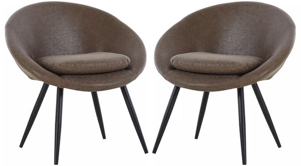 sconto Set 2 Sedie in Metallo e Similpelle Marrone