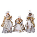 Set 3 Statuine Re Magi 36 cm in Tessuto e Resina Bianco e Oro
