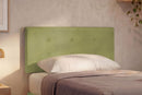 Letto 1 Piazza e Mezza con Rete Rivestita Microfibra Tè Verde Tessis Testata Button Varie Misure