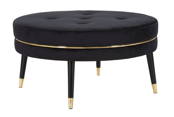 acquista Puff Paris xxl Nero/Oro Ø90x46 cm in Legno e Spugna Nero e Oro