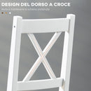 Set 4 Sedie per Cucina e Soggiorno con Schienale a Croce 41x46,5x86 cm in Legno di Pino Bianco e Rovere