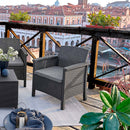 Set da Giardino Divano 2 Poltrone e Tavolino in Polipropilene Antracite