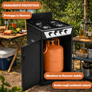 Cucina a Gas 48,5x45,5x 65,5 cm con Piano Cottura 4 Fuochi da Esterno con Vano Portabombola Nero      
