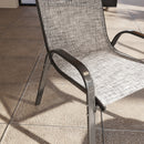 Set 4 Sedie da Giardino 54x71x93 cm Impilabili con Braccioli Curvi in Acciaio e Tessuto Traspirante Grigio      