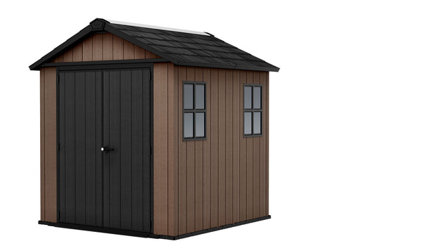 prezzo Casetta Box da Giardino 230x223,8x246 cm Newton Plus 757/775 Doppia Opzione Montaggio in Resina Evotech+ Marrone