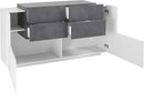 Credenza 2 Ante Battenti e 4 Cassetti 160x86x45 cm New Coro Bianco Lucido e Ardesia