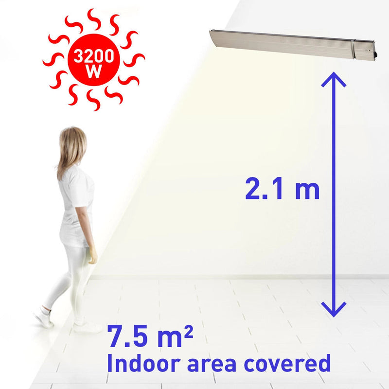 Pannello Radiante Riscaldante ad Infrarossi 191,5x17,7x6 cm 3200W Sined Calore Bianco