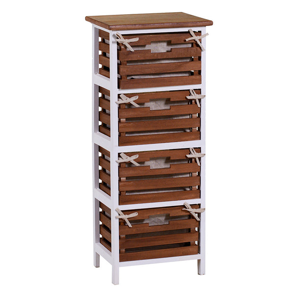 acquista Cassettiera 4 Cassetti in Legno 35x27x85cm Atena Noce e Bianca