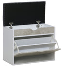 Scarpiera Panca con Scomparto e Cuscino 60x30x50 cm in Truciolare e Poliestere Grigio e Cemento