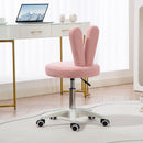 Sedia da Scrivania a Orecchie di Coniglio 53x53x70-84 cm Rivestimento in Pile Teddy Rosa    