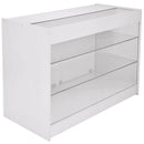 Set 3 Banconi Negozio Modulari Ripiani in Vetro in Laminato Bianco Brillante 