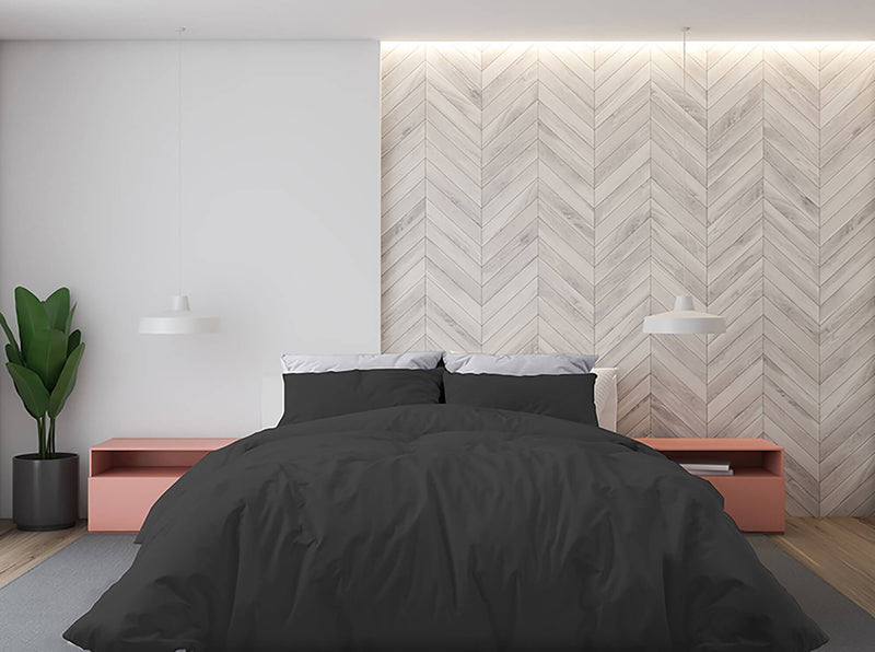 Copripiumino Matrimoniale con Sacco e Federe Tinta Unita Grigio Scuro