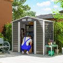 Casetta Box da Giardino Porta Attrezzi 213x120x166-194 cm con Porte Scorrevoli e Lucchetto con Chiavi in Metallo Grigio Scuro  