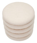 Puff Damasco Line Ø40x42 cm in MDF e Spugna e Poliestere e Cotone Naturale      